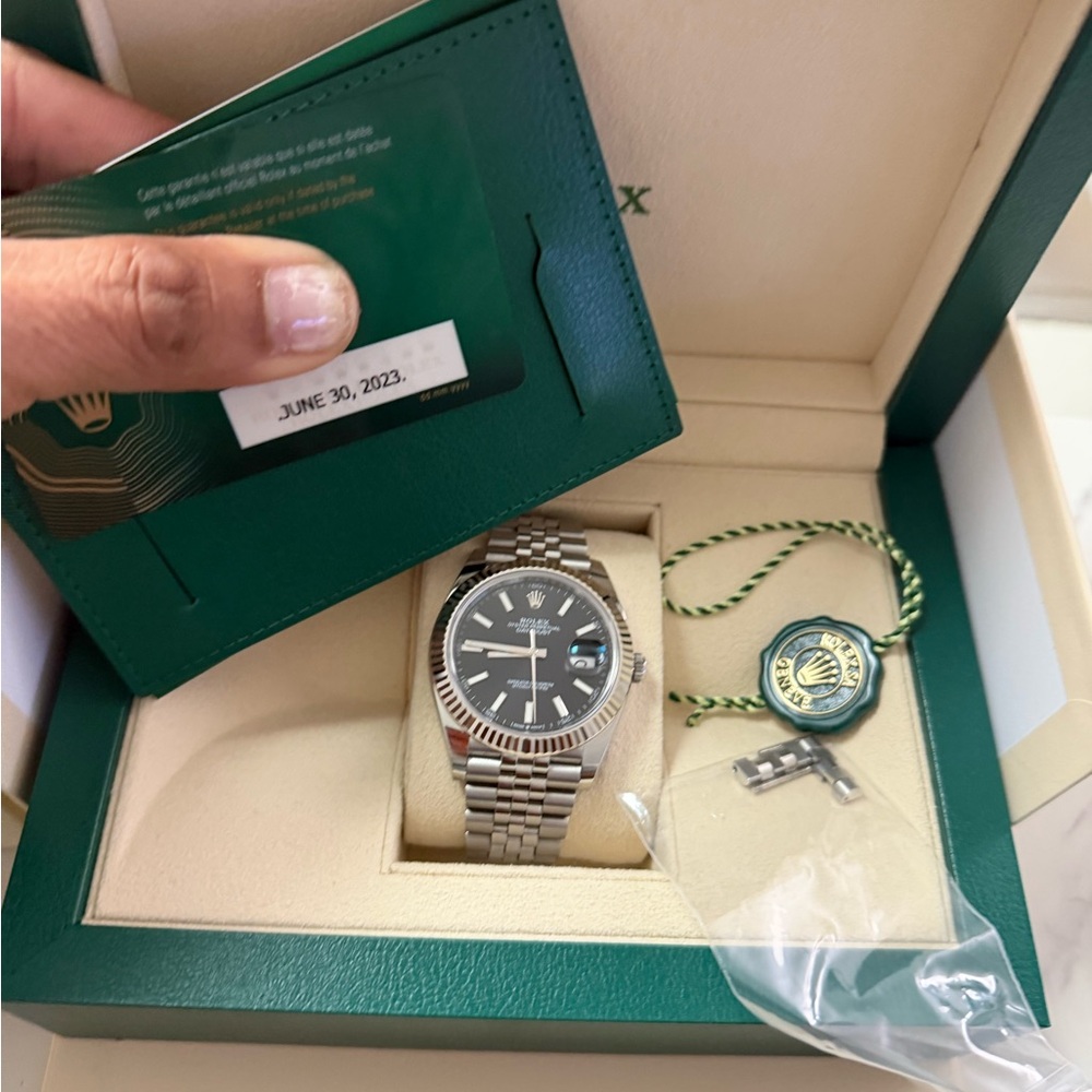 Rolex Silver and Black Datejust Watch - Picture 2 of 7